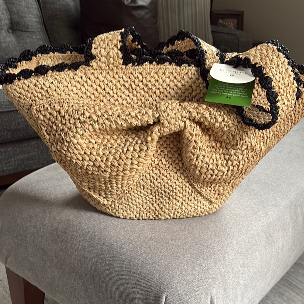 NWT Kate Spade Tan and Black Woven Tote